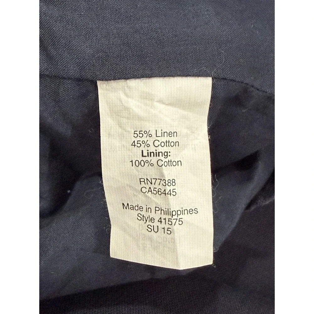 J.Crew Navy Blue Linen Cotton Blend Paperbag Waist Mini Skirt 2 41575